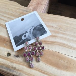 Anthropologie Pink Diamond Drop Earrings